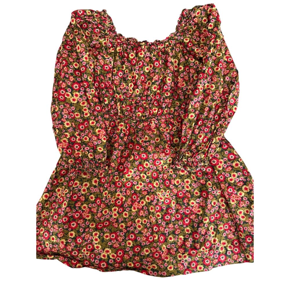 Crewcuts pink yellow green floral shirt size 7